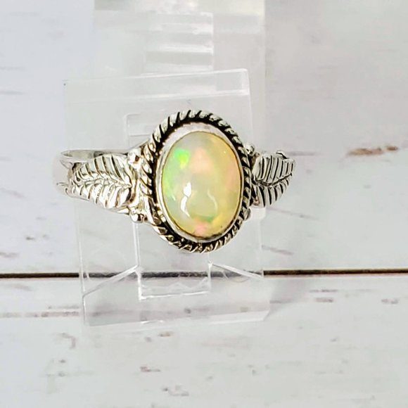 The Girl With Kaleidoscope Eyes Jewelry - Opal Sterling Artisan Ring